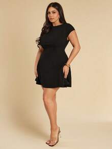 Gossip Girl X SHEIN SHEIN BAE Đầm ngắn tay màu đen thanh lịch dành cho nữ cỡ lớn, đầm dự tiệc sang trọng. - màu đen - Xem 8