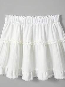 GlowEve 女士时尚休闲荷叶边短裙 - 白色 - 查看 3