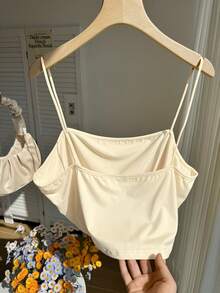 Comfortcana Plus Size Solid Color Minimalist Casual Camisole - Apricot - View 2