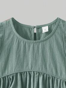 Maija Kids Maija Kids 女童圆领纯色褶皱休闲百搭日常衬衫 - 青碧色 - 查看 5