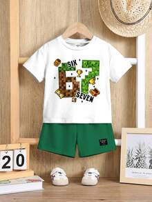 SHEIN Áo thun nam trẻ tuổi phong cách tối giản Y2K, kiểu dáng nghỉ mát, in hình số 67, kiểu thể thao, cổ tròn, tay ngắn, rộng rãi thoải mái, thích hợp cho mùa xuân và mùa hè. - Nhiều màu - Xem 2