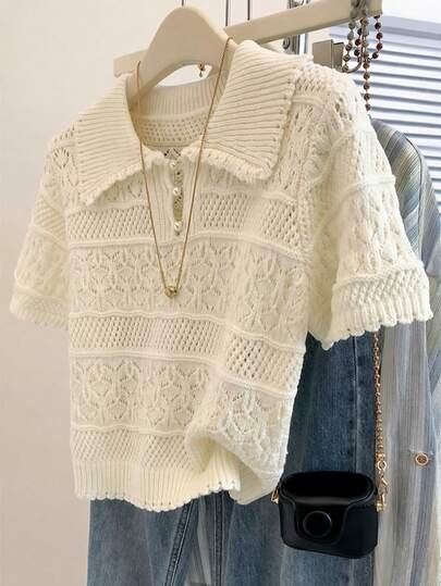 GlowEve New European And American Fashion Mixed Color Elegant Versatile Knitted Sweater Top Knit Tops Knit Top Women Summer Sweaters For Women