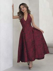 Jemour 女士万圣节长裙 - 紅色和黑色 - 查看 1