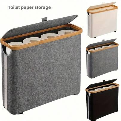 Support de papier toilette pliable grande capacité, panier à papier toilette, support à mouchoirs, support de papier toilette multifonctionnel, rangement gain de place, idéal pour salles de bain, chambres, dortoirs et bureaux, support de rouleau de papier toilette, accessoires de salle de bain, produits de base pour la maison