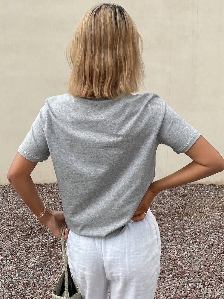 Women's Casual Letter Print Short Sleeve T-Shirt Summer