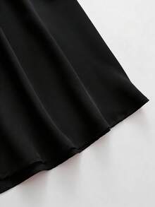 Rometta Plus Size Women's Casual Solid Color Long Skirt, Versatile For Daily Work - Black - View 3