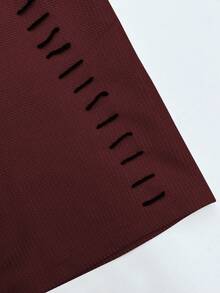 Claim Dot 宽松男士纯色落肩T恤 - 紅色 - 查看 3