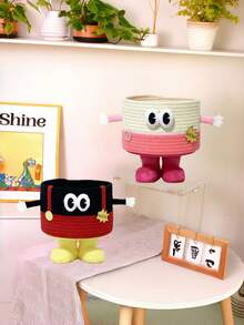 Desktop Storage Organizer - Fluffy Rabbit Shape Basket For Toys, Cute Home Decor & Creative For Bedroom - Multicolor - View 2