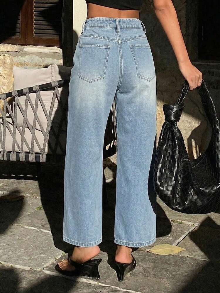 Women's Straight Leg Cropped Casual Jeans