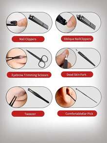 7件套灰色修甲工具套装，不锈钢指甲钳、指甲剪、指甲锉 - 灰色 - 查看 7