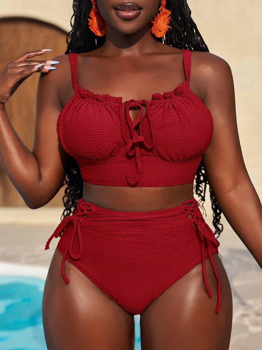 Slaydiva Bộ 2 món đồ bơi nữ màu xanh lá cây gợi cảm, thích hợp cho kỳ nghỉ hè, đi biển, bikini, đồ bơi.