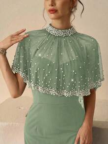 Coutiva High-End Evening Gown, Elegant Luxury Party Dress - Grass Green - View 3