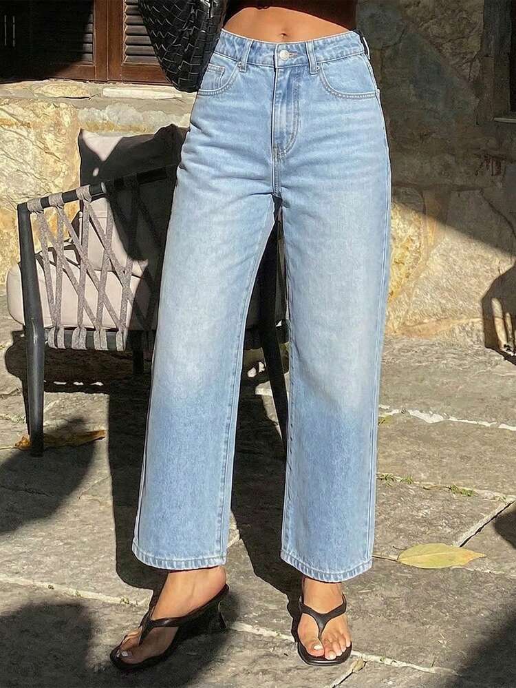 Women's Straight Leg Cropped Casual Jeans