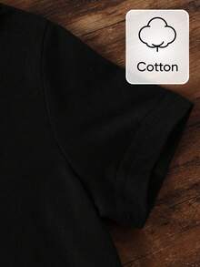 Áo thun ngắn tay in chữ phong cách thường ngày cho bé trai, thích hợp mặc mùa hè. - màu đen - Xem 5