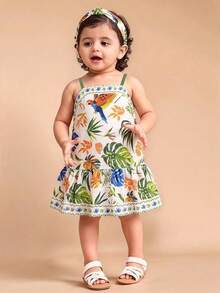 Travachic KIDS Travachic KIDS 女婴绿色植物印花连衣裙，可爱装扮 - 綠色 - 查看 1