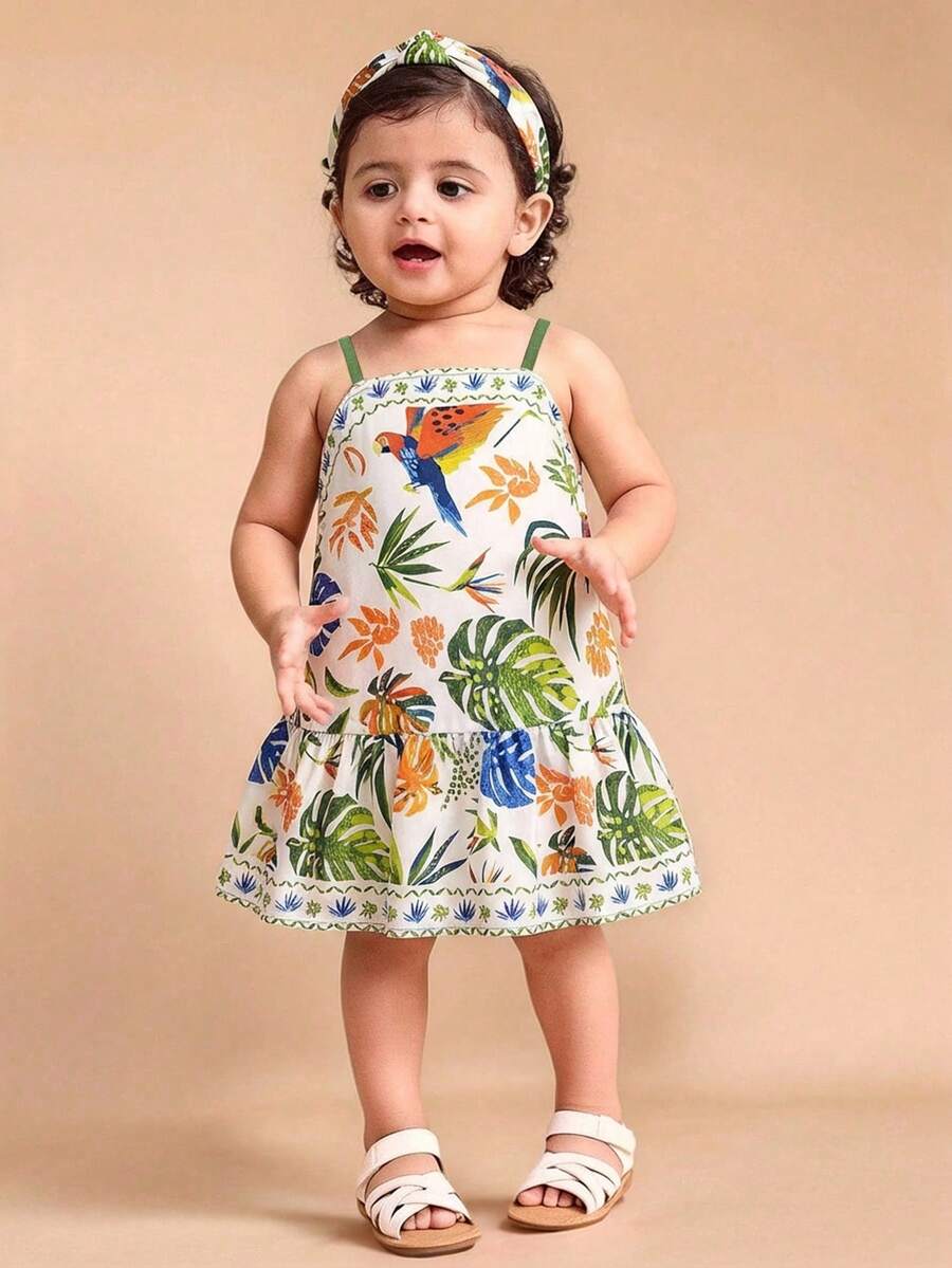 Travachic KIDS Travachic KIDS 女婴绿色植物印花连衣裙，可爱装扮 - 綠色 - 查看 1