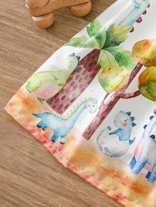 SHEIN Baby Girl Cartoon Printed Shirred Panel Summer Dress - White - View 4