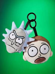 Rick and Morty X SHEIN 1pc Cute Big Head Keychain, Plush Keychain, Can Be Hung On Bags, Backpacks, And Keys. - Multicolor - View 2