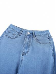 GlowEve Jeans de mezclilla minimalistas y casuales de unicolor para mujer - Azul - Ver 6