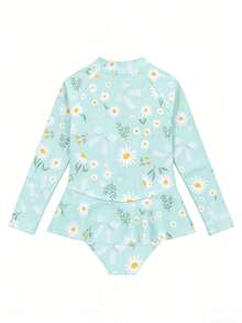 Souflis Souflis 新款时尚女童连体泳衣连衣裙，长袖三角泳裤，女童泳装 - 彩色 - 查看 2