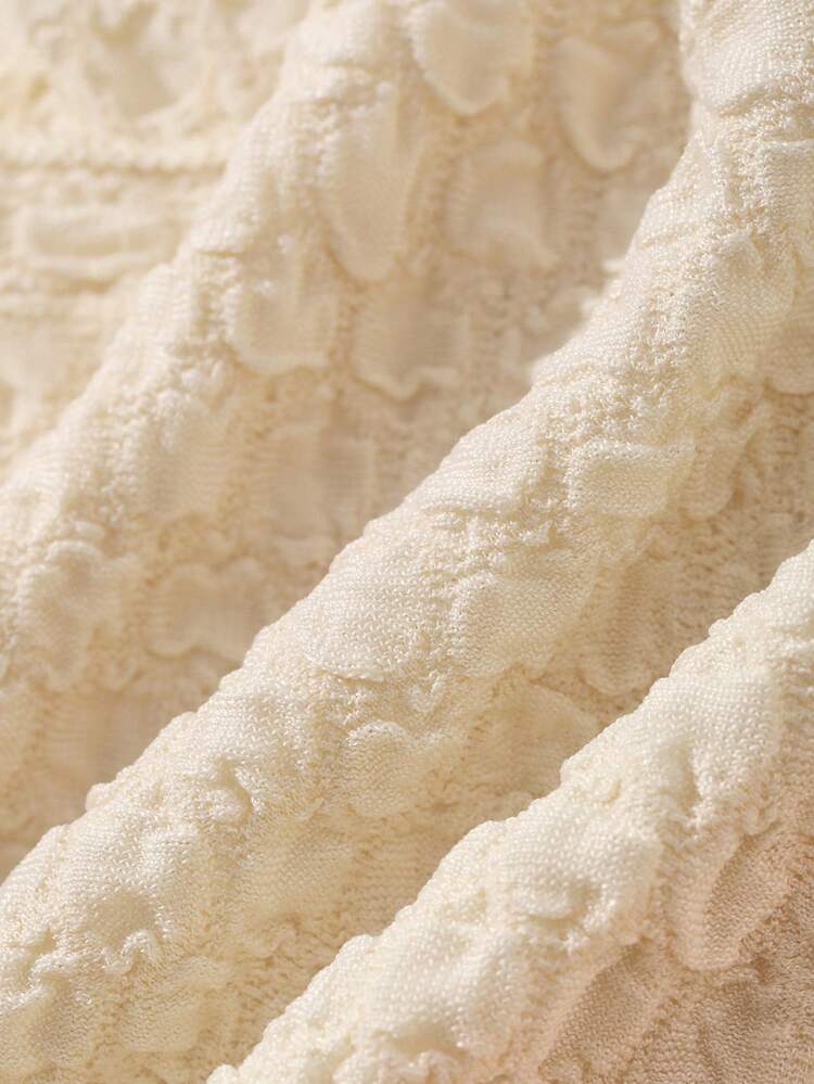 Textured Fabric Cardigan, Casual Versatile Short Sleeve T-Shirt Summer