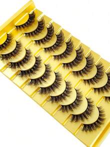10 Pairs 5D Faux Mink Fur False Eyelashes Fluffy Crossed, Natural Wispy Volume Eye Lashes For Women, Soft Comfortable Dramatic Look, DIY Eye Makeup Decoration Kit, Best Gift For Party Wedding - Black - View 4