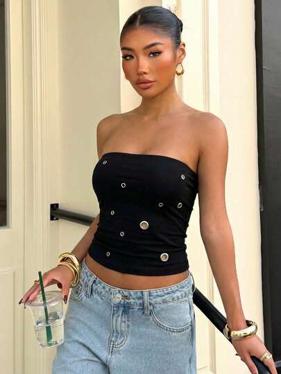 Muchica Black Knit Tight Fitted Top For Women,Summer Outfits For Women,Going Out Top