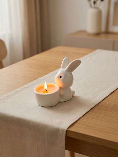 Cirelle Chân nến hình thỏ bằng gốm sứ cho lễ Phục Sinh, giá nến hình thỏ, đồ trang trí nhà tối giản và điểm nhấn sáng tạo cho bàn làm việc.