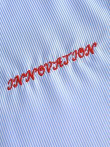 TOKVUE Men's Slim Embroidered Casual Loose Short Sleeve Shirt - Baby Blue - View 5