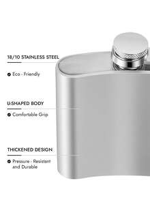 Rick and Morty X SHEIN 6盎司便携式不锈钢酒壶，迷你便携，适合露营户外使用 - 銀色 - 查看 3