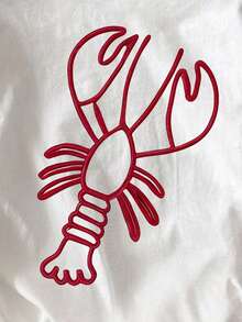 EMERY ROSE Women's Casual Crew Neck Lobster Graphic Short Sleeve T-Shirt, Versatile For Daily Wear - White - View 5
