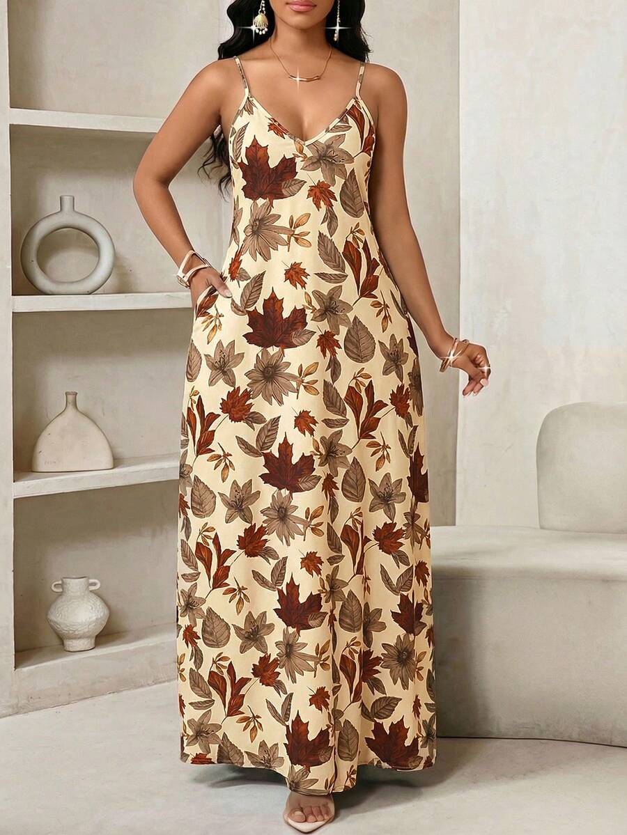 SHEIN Lady Đầm không tay in hoa phong cách thường ngày dành cho nữ, thích hợp cho mùa hè. - Nhiều màu - Xem 1