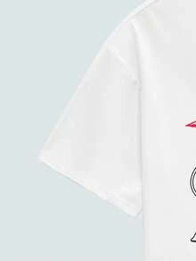 Modcrash 男士新款嘻哈时尚印花T恤，复古美式，男女皆宜，宽松版型夏季服装——适合日常穿着和夏季度假穿着。 - 白色 - 查看 5