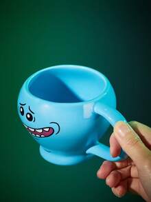 Rick and Morty X SHEIN 1 Cốc sứ in hình hoạt hình 380ml, chịu nhiệt và lạnh, có thể dùng trong lò vi sóng và máy rửa chén, thích hợp đựng nước, sữa, nước ép, cà phê, trà, hình Mr. Meeseeks. - Màu xanh lam - Xem 5
