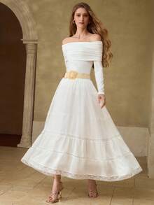 MOTF PREMIUM WOMEN'S ELEGANT CONTRAST LACE SKIRT - White - View 1