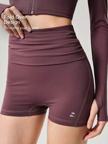 OutZeal 女士运动紧身裤瑜伽健身柔软弹力可折叠腰带运动裤 - 酒紅色 - 查看 3