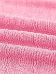 SHEIN ICON 女士纯色垂褶领休闲百搭日常上衣 - 粉色 - 查看 3