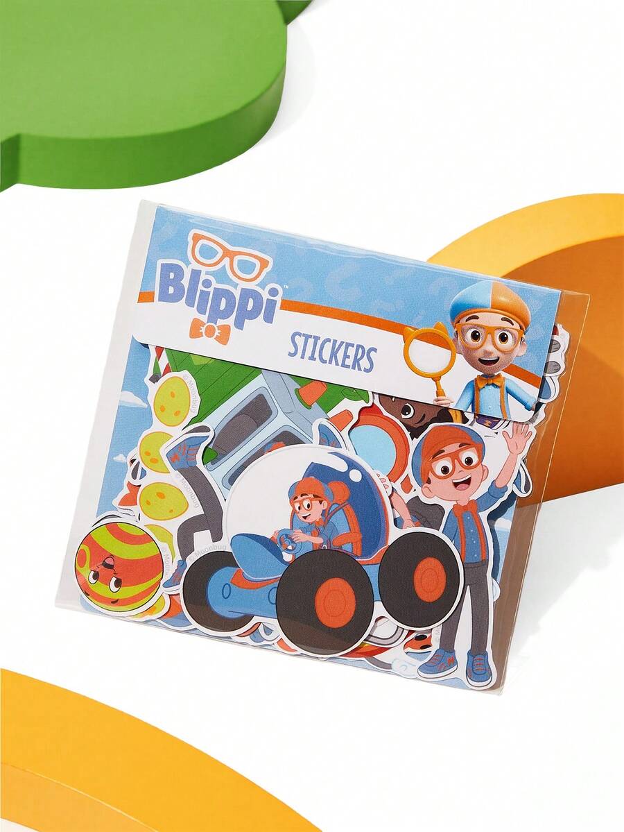Blippi X SHEIN 可爱卡通贴纸套装，装饰贴纸，贴花套装，适用于手机壳、笔记本电脑艺术、DIY手工相册、子弹笔记、计划剪贴簿 - 彩色 - 查看 1