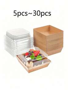 Hộp đựng tráng miệng 5 cái/10 cái/20 cái có nắp trong suốt, hộp đựng đồ ăn nhẹ, giấy kraft chống dầu, hộp bánh giấy kraft màu trắng hồng, hoàn hảo để đựng bánh quy, bánh macaron, bánh ngọt, bánh sandwich, thích hợp cho đám cưới, tiệc tùng và các dịp đặc biệt. - Nhiều màu - Xem 21