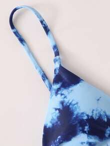 Swim Vcay Summer Beach Tie Dye Bikini Set Triangle Bra & Tanga Bottom 2 Piece Bathing Suit - Blue - View 6