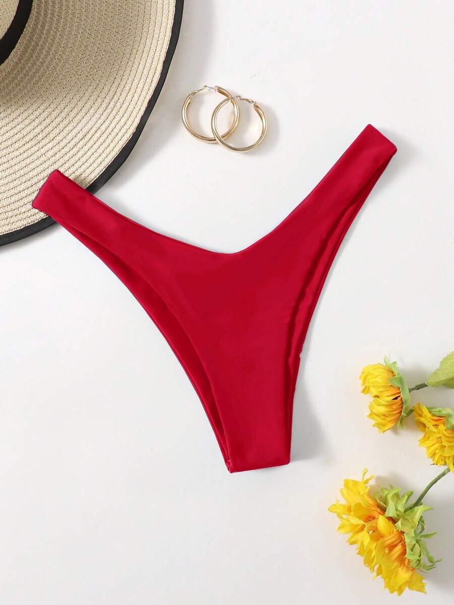 Swim Basics 女士纯色比基尼泳裤，简约沙滩度假风比基尼基础款，女士泳装，红色比基尼泳裤，性感女士泳衣，全包臀女士泳衣，红色丁字裤泳衣，G字泳衣比基尼套装，一口价女士泳衣，塑形泳衣，购买女士比基尼，女士比基尼泳裤，红色丁字裤比基尼，女士泳装