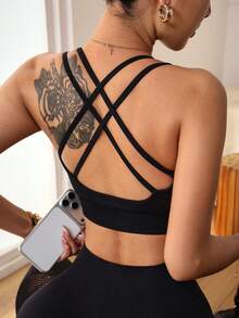 Slayform Seamless Sports Bra, Sexy Fitted Bra, Sports Bra, Sports Camisole - Black - View 1
