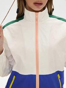 SHEIN 时尚连帽防风夹克，休闲外套拉链夹克女士服装女式运动套装拉链夹克伍迪女式夹克 - 彩色 - 查看 8