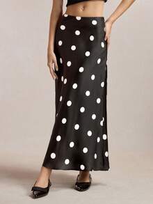 BizChic New Black & White Polka Dot Pattern Mini Skirt, Versatile For Spring/Summer Wear - Black - View 4