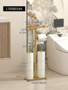 1pc Vertical Toilet Paper Holder, With Shelf Toilet Paper Holder, Bathroom Floor Standing Toilet Paper Holder, Multi Roll Paper Storage Rack, Toilet Paper Storage Rack, Suitable For Bathroom And Toilet Storage Accessories - Multicolor - View 7