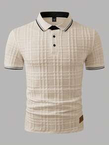 EGENSIO Men's Regular Fit Short Sleeve Half-Placket Casual Summer Polo Shirt Polo Blouse For Men - Apricot - View 6
