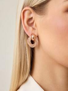 MOTF PREMIUM PRE ROSE GOLD BROKEN DIAMOND MESH DIAMOND GEOMETRIC EARRINGS - Rose Gold - View 1