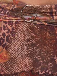 MUSERA Ringdetalj Volang Ruching Mönster Maxikjol Endast Sommar Semester Semester Strand Ibiza Söt Festival Elegant Körsbärsmåne - Multifärgad - Visa 6