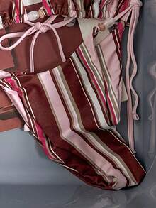 Swim Mod Bộ bikini không dây vai thời trang và ngọt ngào với nơ bên hông, không gọng và có đệm mút tháo rời, đồ bơi 2 mảnh gợi cảm dành cho nữ, thích hợp cho bãi biển và sân bay trong kỳ nghỉ hè. - Hồng - Xem 4