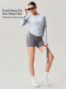 OutZeal Áo khoác chống nắng nữ mùa hè, kiểu dáng thường ngày, chống tia UV, có mũ, thích hợp mặc ngoài trời. - Màu Xám nhạt - Xem 2